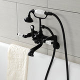 Aqua Vintage Three-Handle 2-Hole Tub Wall Mount Clawfoot Tub Faucet with Hand Shower