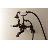 Aqua Vintage Three-Handle 2-Hole Tub Wall Mount Clawfoot Tub Faucet with Hand Shower