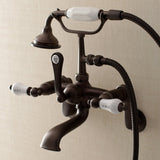 Aqua Vintage Three-Handle 2-Hole Tub Wall Mount Clawfoot Tub Faucet with Hand Shower