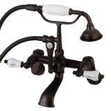 Aqua Vintage Three-Handle 2-Hole Tub Wall Mount Clawfoot Tub Faucet with Hand Shower