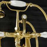Aqua Vintage Three-Handle 2-Hole Tub Wall Mount Clawfoot Tub Faucet with Hand Shower