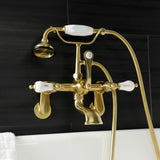 Aqua Vintage Three-Handle 2-Hole Tub Wall Mount Clawfoot Tub Faucet with Hand Shower