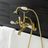 Aqua Vintage Three-Handle 2-Hole Tub Wall Mount Clawfoot Tub Faucet with Hand Shower