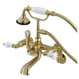 Aqua Vintage Three-Handle 2-Hole Tub Wall Mount Clawfoot Tub Faucet with Hand Shower