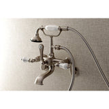 Aqua Vintage Three-Handle 2-Hole Tub Wall Mount Clawfoot Tub Faucet with Hand Shower