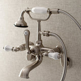 Aqua Vintage Three-Handle 2-Hole Tub Wall Mount Clawfoot Tub Faucet with Hand Shower