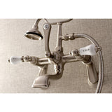 Aqua Vintage Three-Handle 2-Hole Tub Wall Mount Clawfoot Tub Faucet with Hand Shower