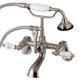 Aqua Vintage Three-Handle 2-Hole Tub Wall Mount Clawfoot Tub Faucet with Hand Shower