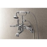 Aqua Vintage Three-Handle 2-Hole Tub Wall Mount Clawfoot Tub Faucet with Hand Shower