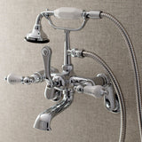 Aqua Vintage Three-Handle 2-Hole Tub Wall Mount Clawfoot Tub Faucet with Hand Shower