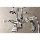 Aqua Vintage Three-Handle 2-Hole Tub Wall Mount Clawfoot Tub Faucet with Hand Shower