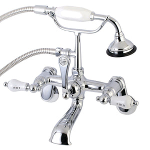 Aqua Vintage Three-Handle 2-Hole Tub Wall Mount Clawfoot Tub Faucet with Hand Shower