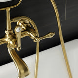 Aqua Vintage Three-Handle 2-Hole Tub Wall Mount Clawfoot Tub Faucet with Hand Shower