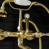 Aqua Vintage Three-Handle 2-Hole Tub Wall Mount Clawfoot Tub Faucet with Hand Shower