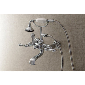 Aqua Vintage Three-Handle 2-Hole Tub Wall Mount Clawfoot Tub Faucet with Hand Shower