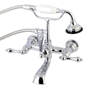 Aqua Vintage Three-Handle 2-Hole Tub Wall Mount Clawfoot Tub Faucet with Hand Shower