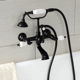 Aqua Vintage Three-Handle 2-Hole Tub Wall Mount Clawfoot Tub Faucet with Hand Shower