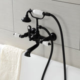 Aqua Vintage Three-Handle 2-Hole Tub Wall Mount Clawfoot Tub Faucet with Hand Shower