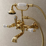 Aqua Vintage Three-Handle 2-Hole Tub Wall Mount Clawfoot Tub Faucet with Hand Shower