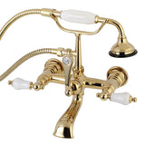 Aqua Vintage Three-Handle 2-Hole Tub Wall Mount Clawfoot Tub Faucet with Hand Shower