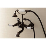 Aqua Vintage Three-Handle 2-Hole Tub Wall Mount Clawfoot Tub Faucet with Hand Shower