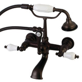 Aqua Vintage Three-Handle 2-Hole Tub Wall Mount Clawfoot Tub Faucet with Hand Shower