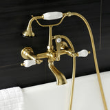 Aqua Vintage Three-Handle 2-Hole Tub Wall Mount Clawfoot Tub Faucet with Hand Shower