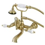 Aqua Vintage Three-Handle 2-Hole Tub Wall Mount Clawfoot Tub Faucet with Hand Shower