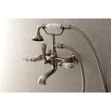 Aqua Vintage Three-Handle 2-Hole Tub Wall Mount Clawfoot Tub Faucet with Hand Shower