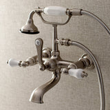 Aqua Vintage Three-Handle 2-Hole Tub Wall Mount Clawfoot Tub Faucet with Hand Shower