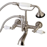 Aqua Vintage Three-Handle 2-Hole Tub Wall Mount Clawfoot Tub Faucet with Hand Shower