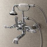 Aqua Vintage Three-Handle 2-Hole Tub Wall Mount Clawfoot Tub Faucet with Hand Shower