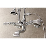 Aqua Vintage Three-Handle 2-Hole Tub Wall Mount Clawfoot Tub Faucet with Hand Shower