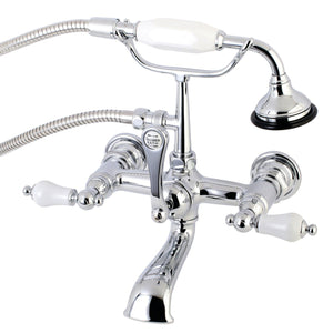 Aqua Vintage Three-Handle 2-Hole Tub Wall Mount Clawfoot Tub Faucet with Hand Shower