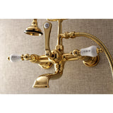 Aqua Vintage Three-Handle 2-Hole Tub Wall Mount Clawfoot Tub Faucet with Hand Shower