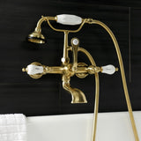Aqua Vintage Three-Handle 2-Hole Tub Wall Mount Clawfoot Tub Faucet with Hand Shower
