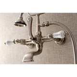 Aqua Vintage Three-Handle 2-Hole Tub Wall Mount Clawfoot Tub Faucet with Hand Shower