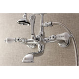 Aqua Vintage Three-Handle 2-Hole Tub Wall Mount Clawfoot Tub Faucet with Hand Shower