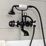 Aqua Vintage Three-Handle 2-Hole Tub Wall Mount Clawfoot Tub Faucet with Hand Shower