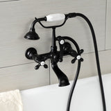 Aqua Vintage Three-Handle 2-Hole Tub Wall Mount Clawfoot Tub Faucet with Hand Shower