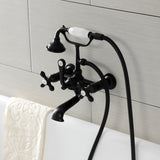 Aqua Vintage Three-Handle 2-Hole Tub Wall Mount Clawfoot Tub Faucet with Hand Shower