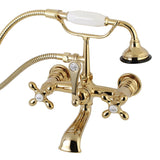 Aqua Vintage Three-Handle 2-Hole Tub Wall Mount Clawfoot Tub Faucet with Hand Shower