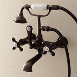 Aqua Vintage Three-Handle 2-Hole Tub Wall Mount Clawfoot Tub Faucet with Hand Shower