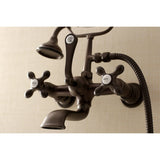 Aqua Vintage Three-Handle 2-Hole Tub Wall Mount Clawfoot Tub Faucet with Hand Shower