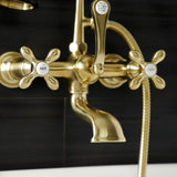 Aqua Vintage Three-Handle 2-Hole Tub Wall Mount Clawfoot Tub Faucet with Hand Shower