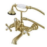 Aqua Vintage Three-Handle 2-Hole Tub Wall Mount Clawfoot Tub Faucet with Hand Shower