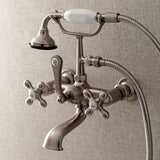 Aqua Vintage Three-Handle 2-Hole Tub Wall Mount Clawfoot Tub Faucet with Hand Shower