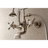 Aqua Vintage Three-Handle 2-Hole Tub Wall Mount Clawfoot Tub Faucet with Hand Shower