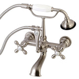 Aqua Vintage Three-Handle 2-Hole Tub Wall Mount Clawfoot Tub Faucet with Hand Shower