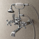 Aqua Vintage Three-Handle 2-Hole Tub Wall Mount Clawfoot Tub Faucet with Hand Shower